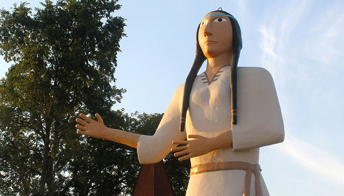 Closeup of Pocahontas statue