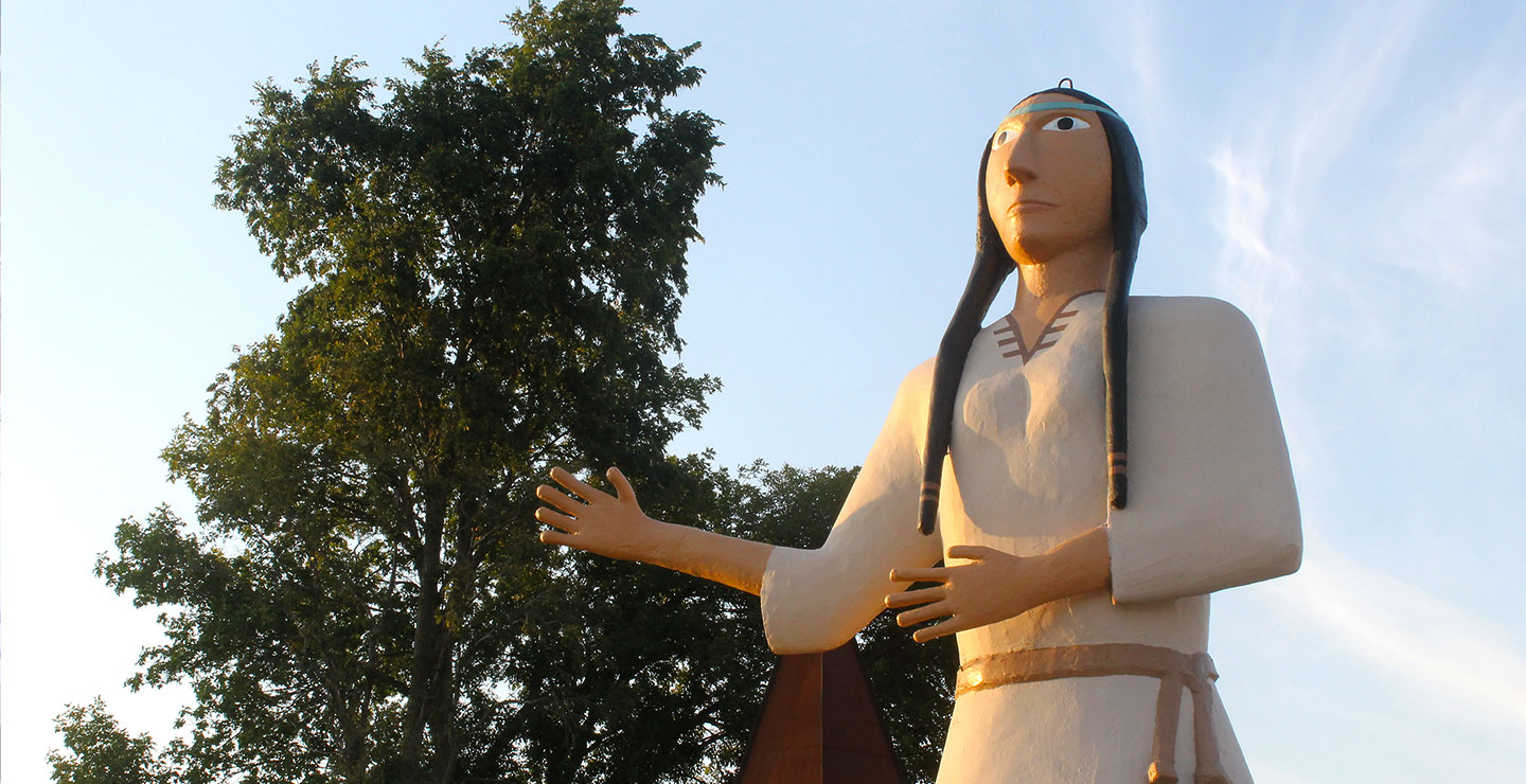 Close up of Pocahontas statue