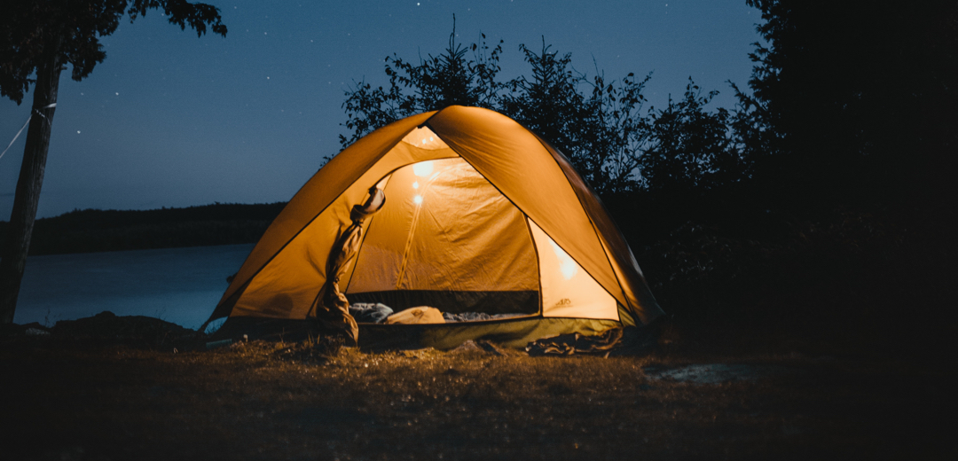 Camping tent in the evening