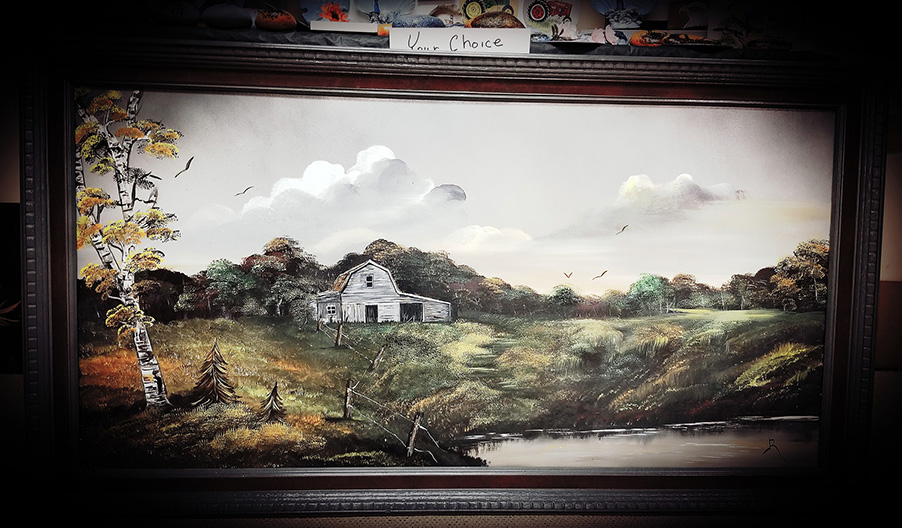 Barn and farm landscape painting