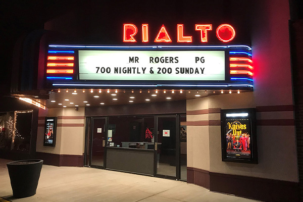 Rialto neon signs at night