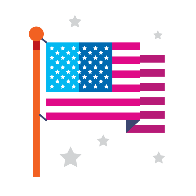 Illustration with American flag and stars