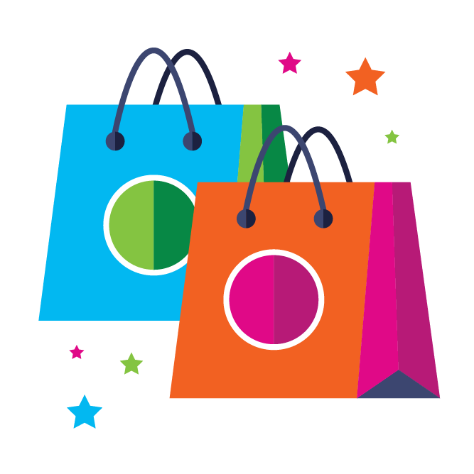 Illustration with shopping bags and stars