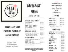 Great Grub Menu 2
